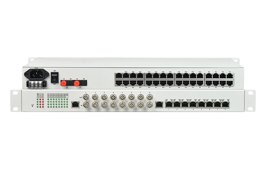 飛暢科技-32路電話+8E1+8FE物理隔離（1+1光備份，19英寸）電話光端機(jī)